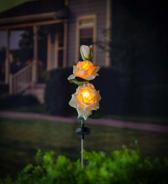 Yard & Garden Plow & Hearth Yellow Rose Solar Garden Stake NFLB245