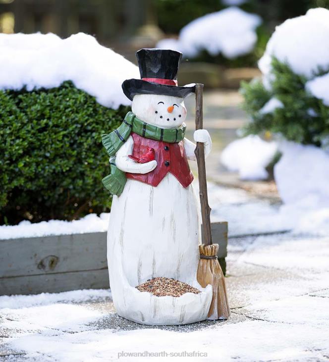 Yard & Garden Plow & Hearth All-Weather Snowman Bird Feeder Statue NFLB119