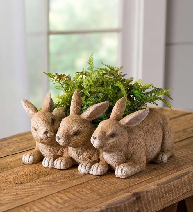 Yard & Garden Plow & Hearth Bunny Triplets Planter NFLB414