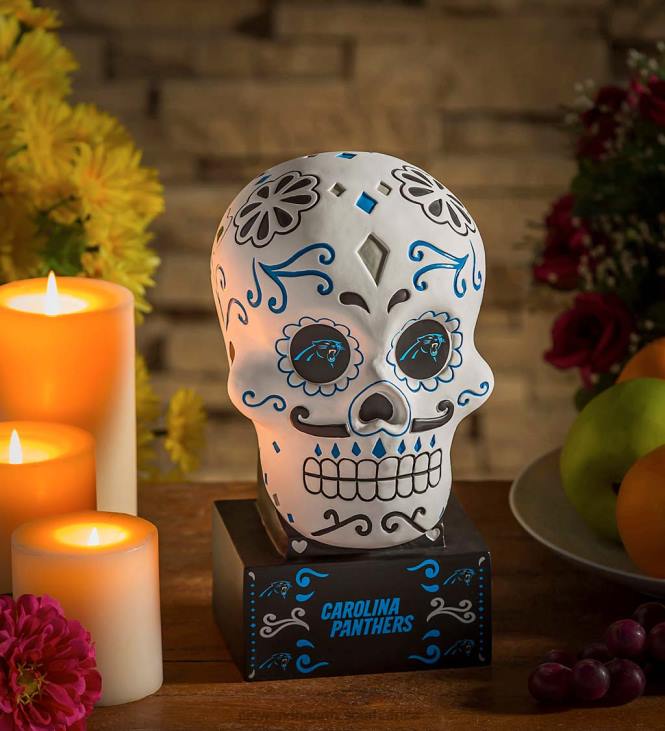 Yard & Garden Plow & Hearth Carolina Panthers Sugar Skull Statue NFLB364