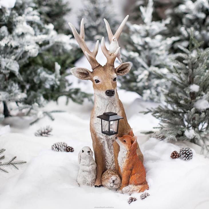 Yard & Garden Plow & Hearth Deer and Friends Solar Statue NFLB77