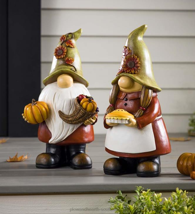 Yard & Garden Plow & Hearth Fall Harvest Garden Gnome Statue - Lady with Pie NFLB174