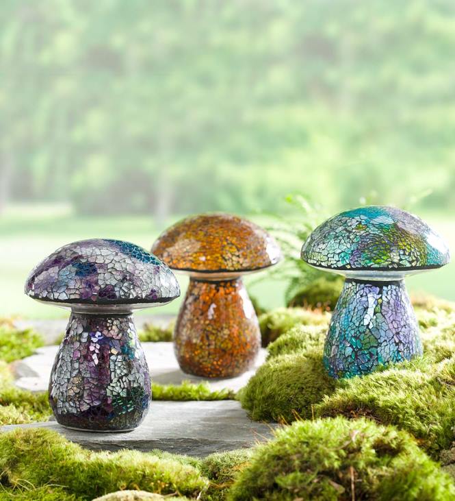 Yard & Garden Plow & Hearth Glass Mosaic Mushroom Lawn Ornament - Amber NFLB420