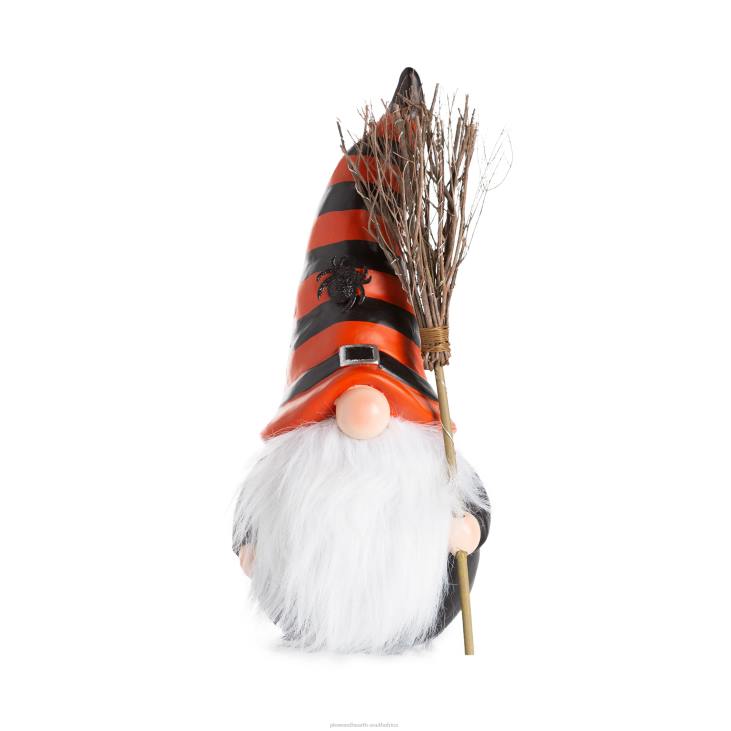 Yard & Garden Plow & Hearth Halloween Gnome with Lighted Broom and Color-Changing Beard - Purple NFLB427