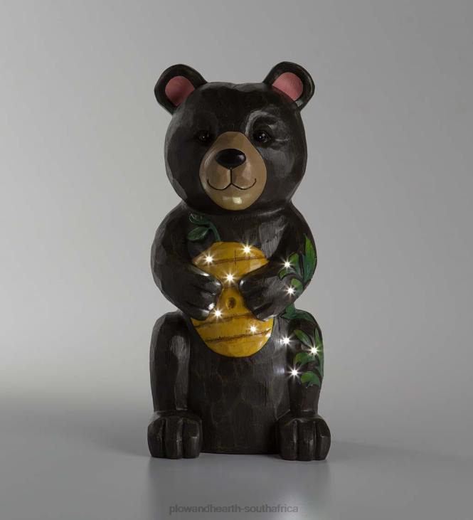 Yard & Garden Plow & Hearth Indoor/Outdoor Lighted Black Bear and Honey Shorty Statue NFLB297