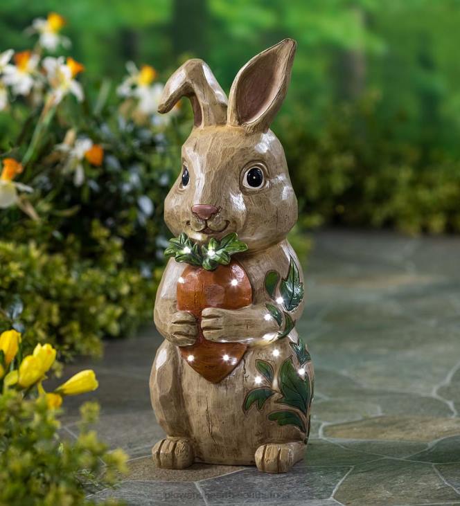 Yard & Garden Plow & Hearth Indoor/Outdoor Lighted Bunny Rabbit Shorty Statue NFLB111