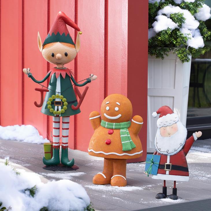 Yard & Garden Plow & Hearth Indoor/Outdoor Metal Waving Santa Statue NFLB415