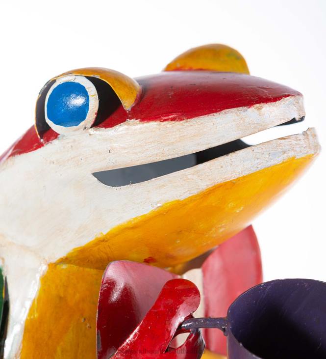 Yard & Garden Plow & Hearth Latte Larry Frog with Coffee Cup Metal Garden Statue NFLB250