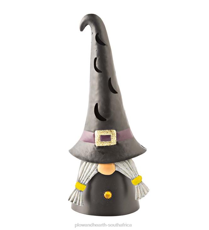 Yard & Garden Plow & Hearth Lighted Halloween Witch Gnome - Black NFLB429