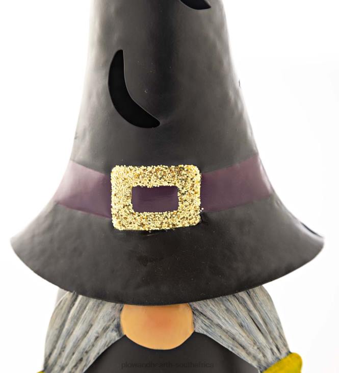 Yard & Garden Plow & Hearth Lighted Halloween Witch Gnome - Black NFLB429