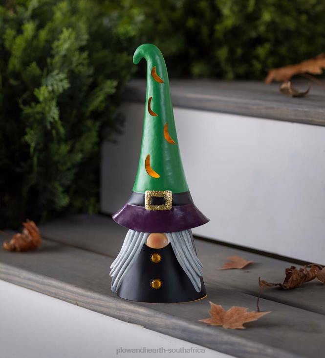 Yard & Garden Plow & Hearth Lighted Halloween Witch Gnome - Black NFLB429