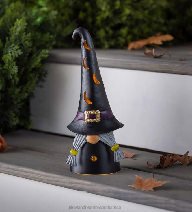 Yard & Garden Plow & Hearth Lighted Halloween Witch Gnome - Black NFLB429