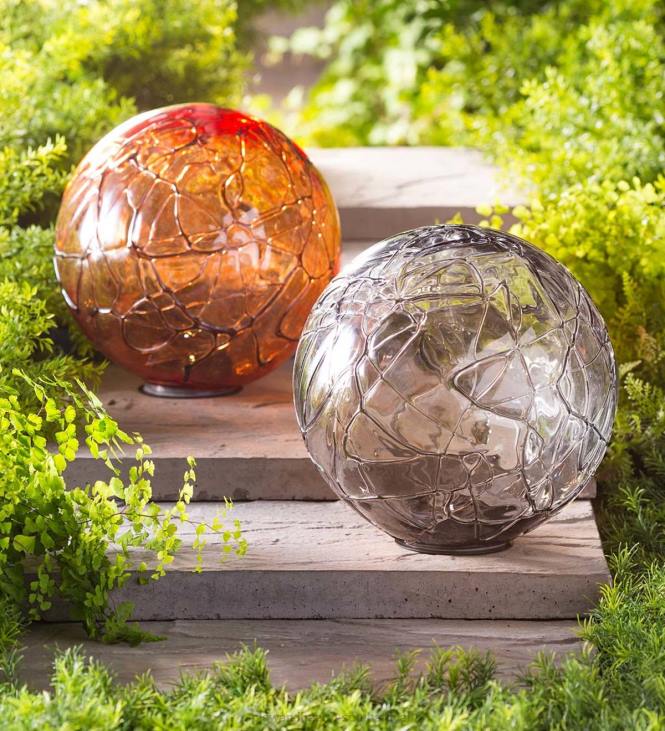 Yard & Garden Plow & Hearth Lighted Solar Glass Orb - Smoke NFLB416
