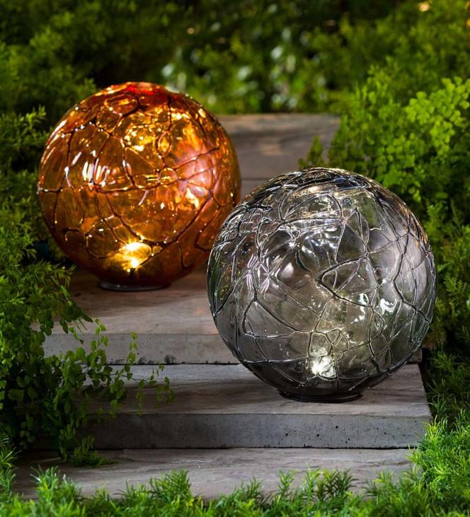 Yard & Garden Plow & Hearth Lighted Solar Glass Orb - Smoke NFLB416