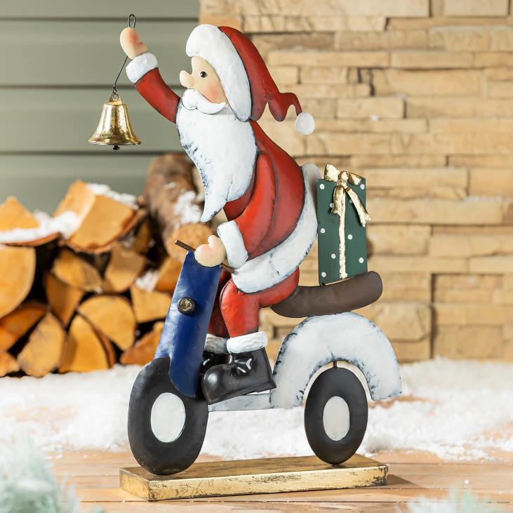 Yard & Garden Plow & Hearth Metal Santa on Scooter Garden Statue NFLB148