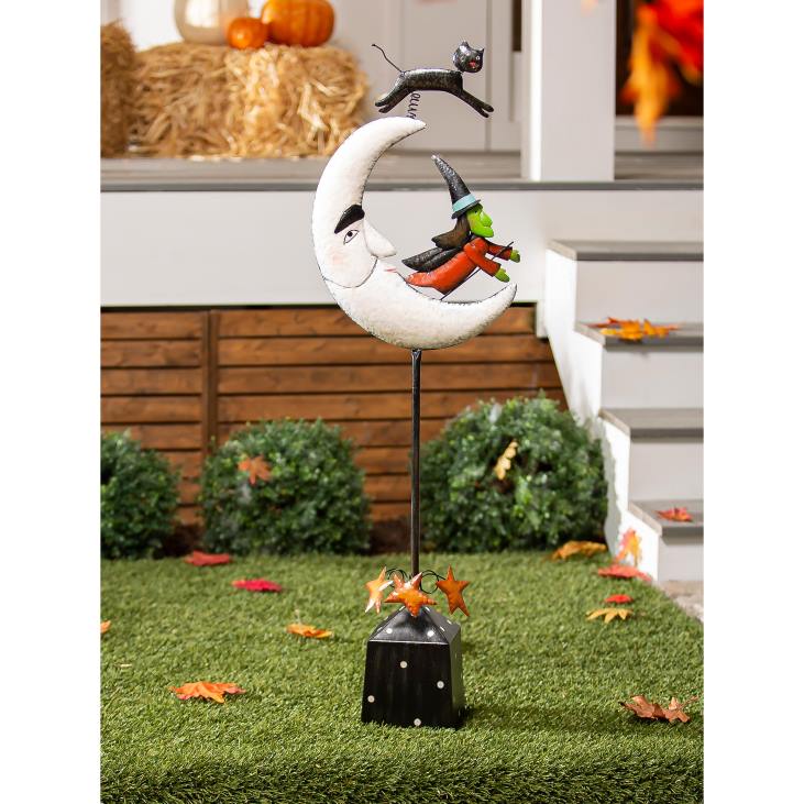 Yard & Garden Plow & Hearth Metal Storybook Moon Halloween Statue NFLB426