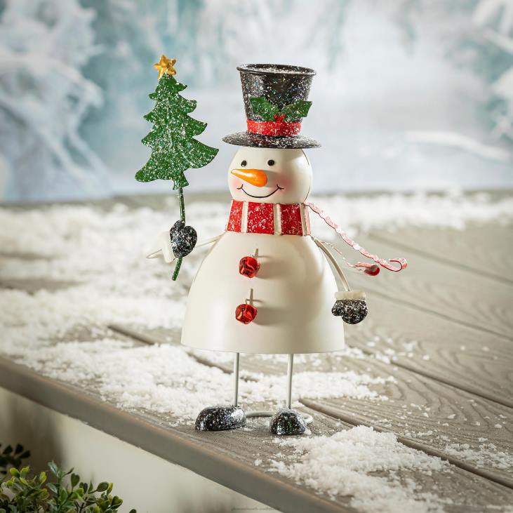 Yard & Garden Plow & Hearth Metal Wobble Snowman Statue NFLB154