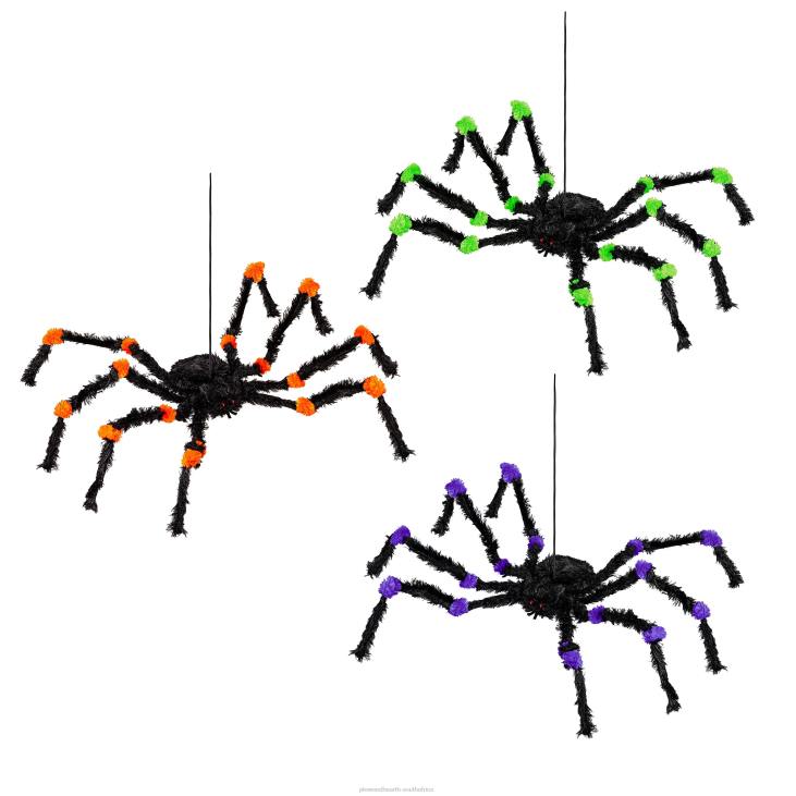 Yard & Garden Plow & Hearth Oversized Halloween Hanging Spiders, Set of 3 NFLB433