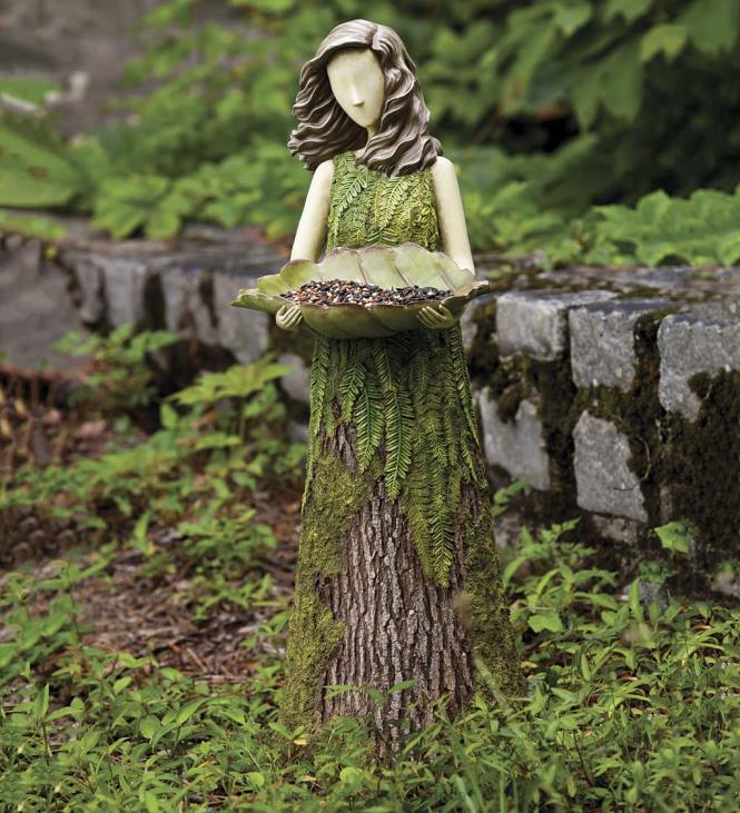 Yard & Garden Plow & Hearth Sherwood Fern Fairy Statue with Bird Feeder NFLB177