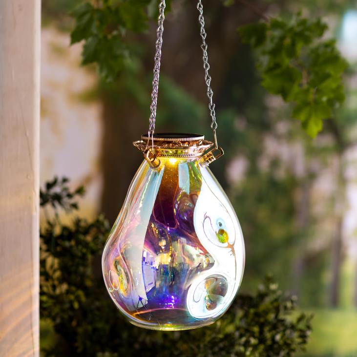 Yard & Garden Plow & Hearth Solar Hanging Iridescent Glass Lights NFLB418