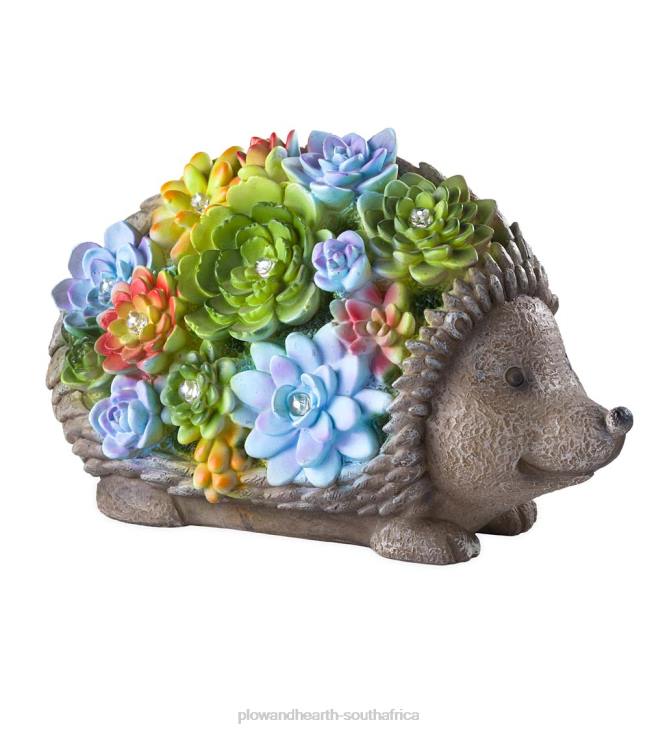 Yard & Garden Plow & Hearth Solar Lighted Succulent Resin Animal Garden Statue - Hedgehog NFLB221