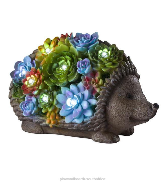 Yard & Garden Plow & Hearth Solar Lighted Succulent Resin Animal Garden Statue - Hedgehog NFLB221