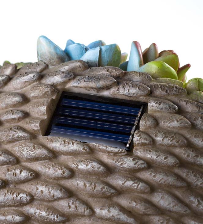 Yard & Garden Plow & Hearth Solar Lighted Succulent Resin Animal Garden Statue - Hedgehog NFLB221