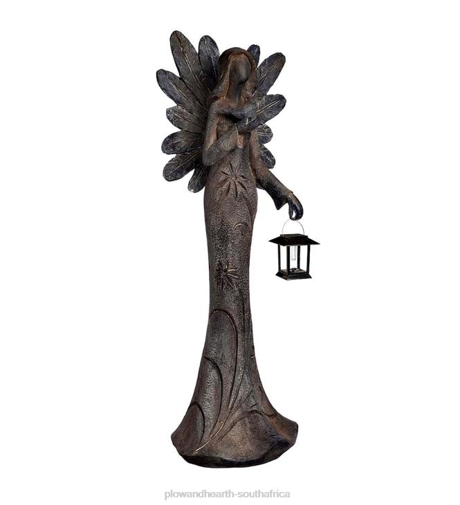 Yard & Garden Plow & Hearth Solar Sculpted Angel Statue with Lantern NFLB358