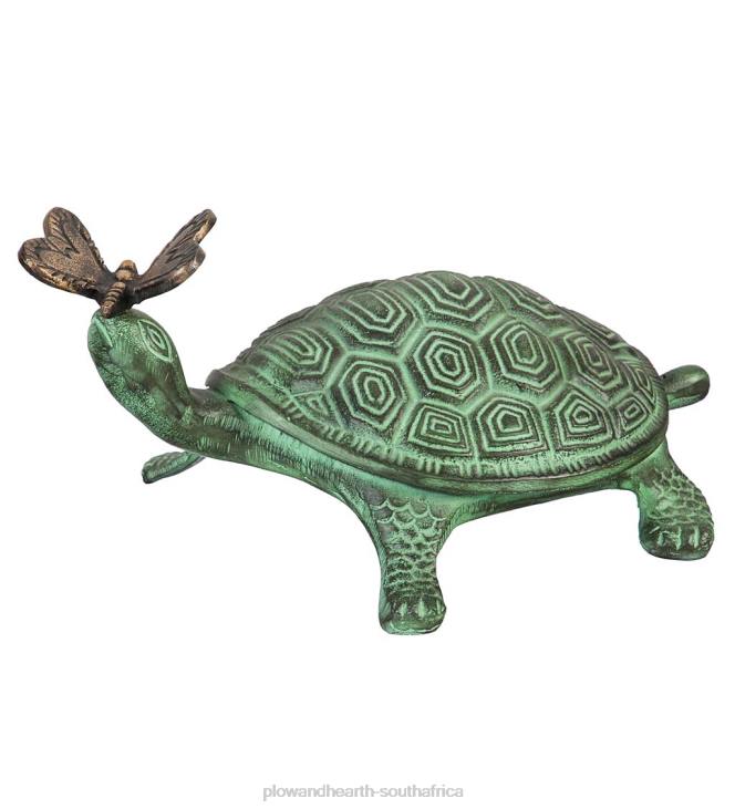 Yard & Garden Plow & Hearth Tortoise and Butterfly Metal Garden Statue NFLB113