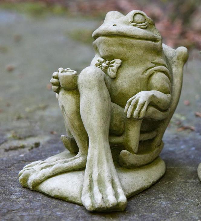 Yard & Garden Plow & Hearth USA-Made Cast Stone Coffee and Tea Frog Garden Statues NFLB151
