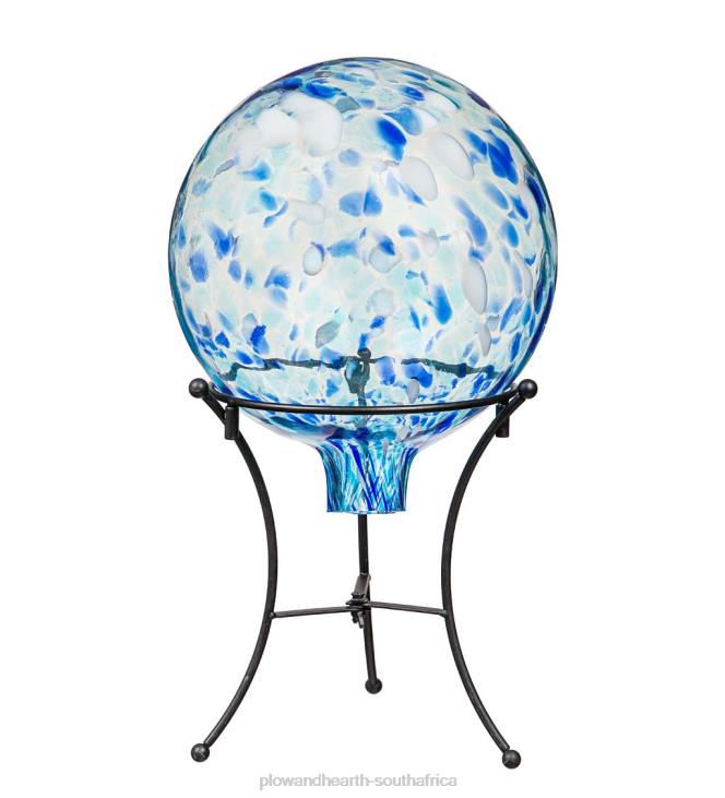 Yard & Garden Plow & Hearth Art Glass Confetti Gazing Ball with Stand - Aqua NFLB258