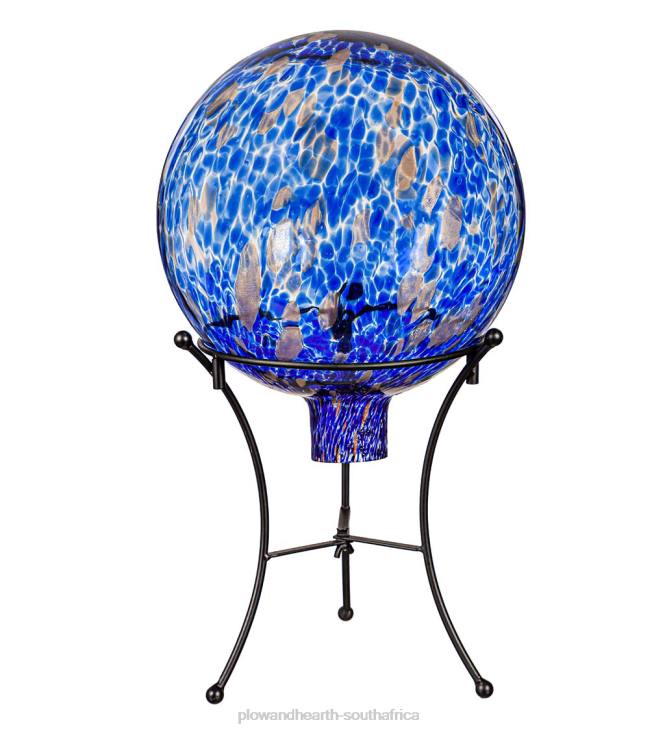 Yard & Garden Plow & Hearth Art Glass Confetti Gazing Ball with Stand - Aqua NFLB258