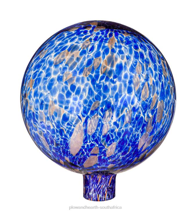 Yard & Garden Plow & Hearth Art Glass Confetti Gazing Ball with Stand - Aqua NFLB258