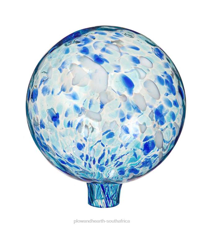 Yard & Garden Plow & Hearth Art Glass Confetti Gazing Ball with Stand - Aqua NFLB258