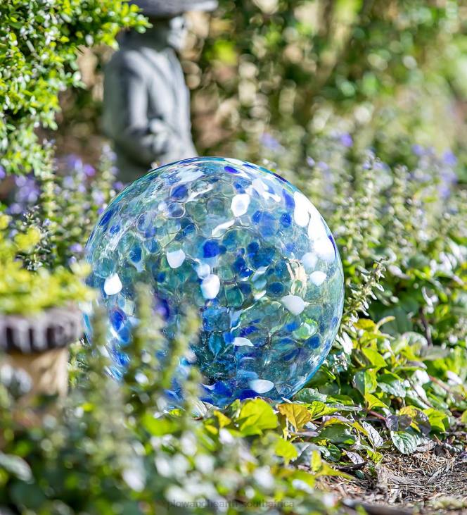 Yard & Garden Plow & Hearth Art Glass Confetti Gazing Ball with Stand - Aqua NFLB258
