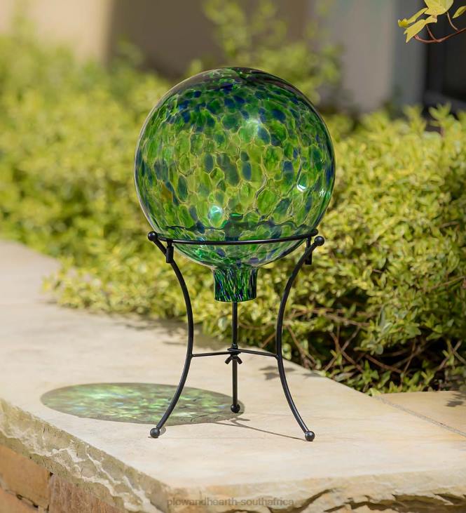 Yard & Garden Plow & Hearth Art Glass Confetti Gazing Ball with Stand - Aqua NFLB258
