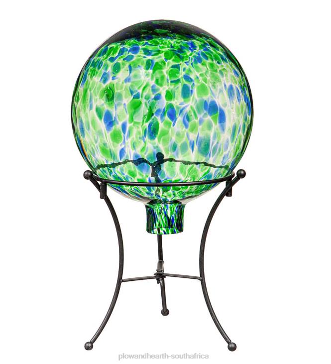 Yard & Garden Plow & Hearth Art Glass Confetti Gazing Ball with Stand - Aqua NFLB258