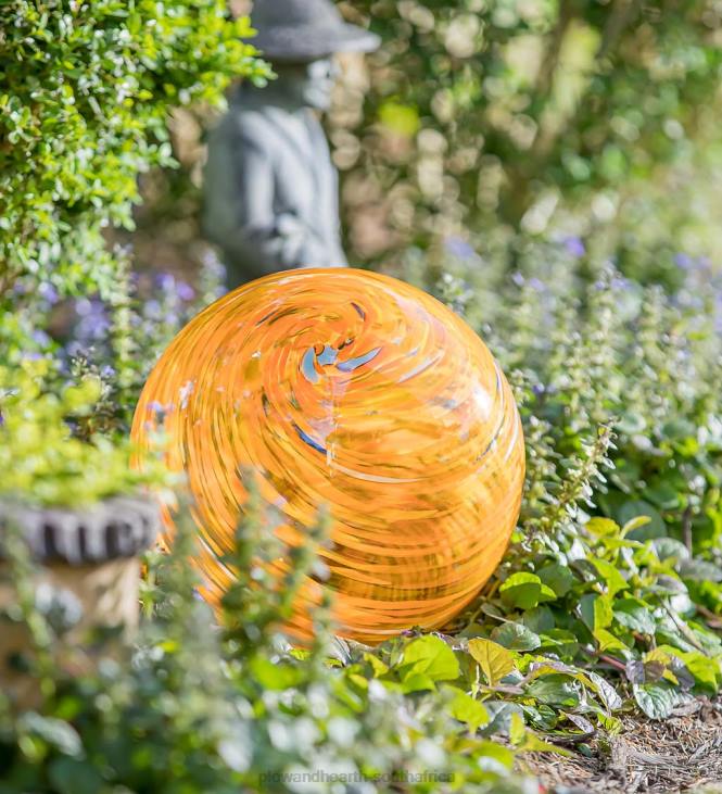 Yard & Garden Plow & Hearth Art Glass Swirled Gazing Ball with Stand - Royal Blue NFLB313