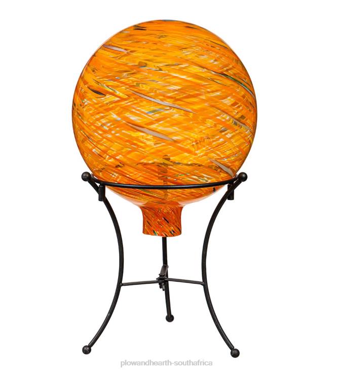 Yard & Garden Plow & Hearth Art Glass Swirled Gazing Ball with Stand - Royal Blue NFLB313