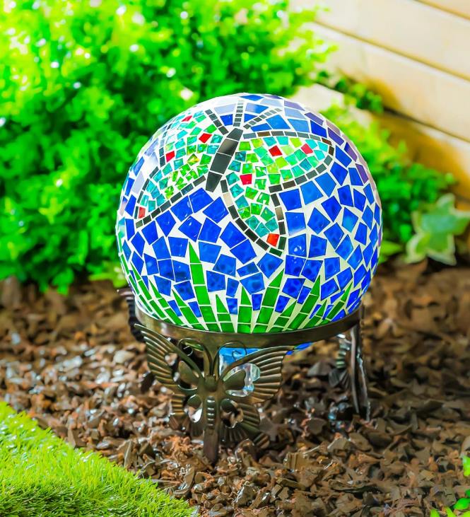 Yard & Garden Plow & Hearth Butterfly Mosaic Glass Gazing Ball - Butterfly NFLB396