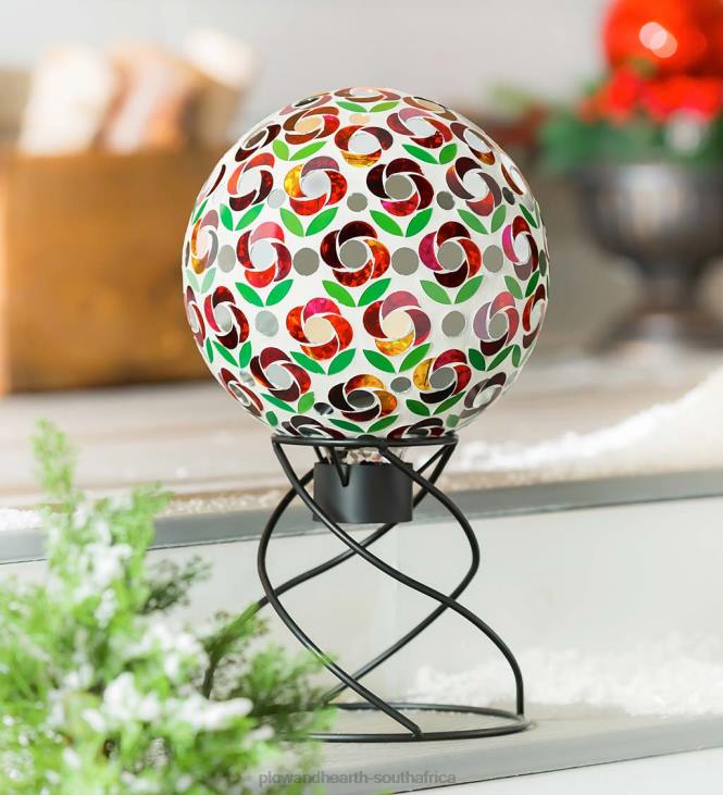 Yard & Garden Plow & Hearth Poinsettia Mosaic Glass Gazing Ball NFLB419