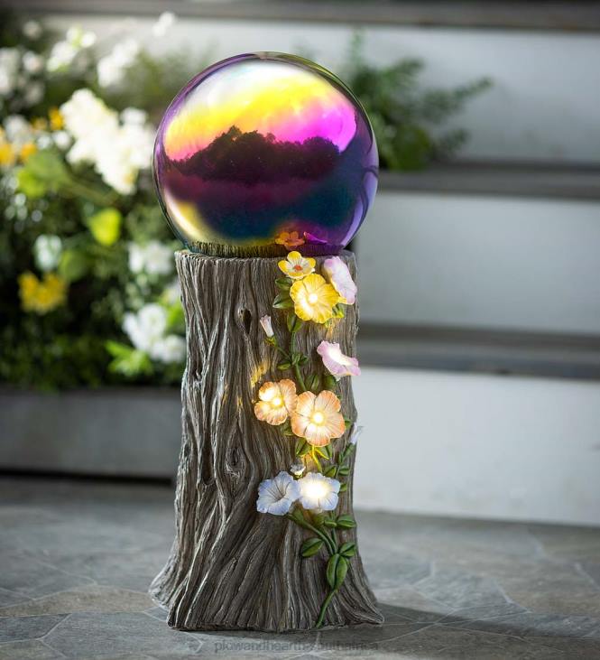 Yard & Garden Plow & Hearth Solar Gazing Ball Floral Stump Stand NFLB338
