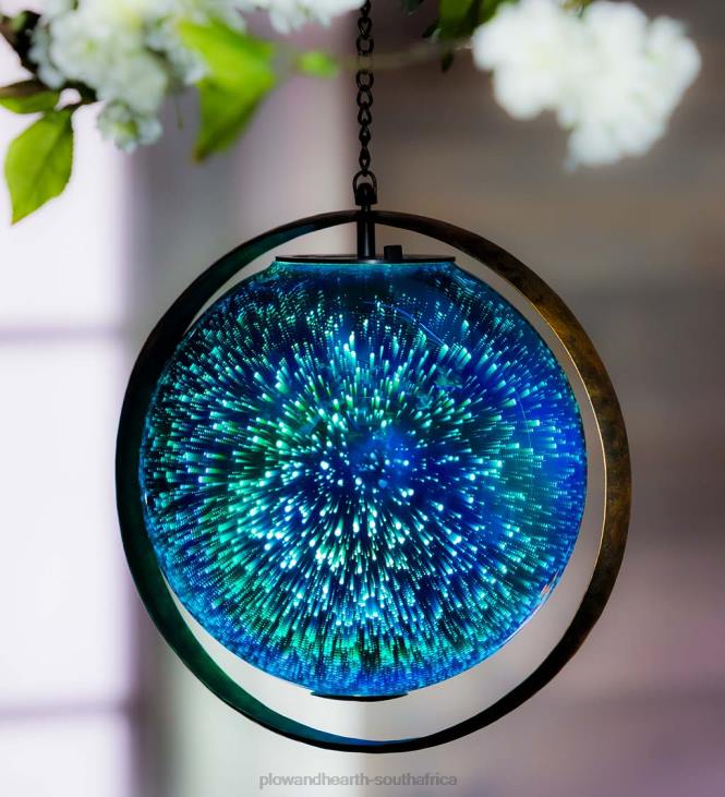 Yard & Garden Plow & Hearth Stargazing Solar Hanging Blue Glass Orb and Hoop NFLB95