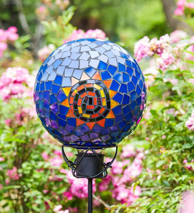 Yard & Garden Plow & Hearth Sun Mosaic Glass Gazing Ball NFLB192