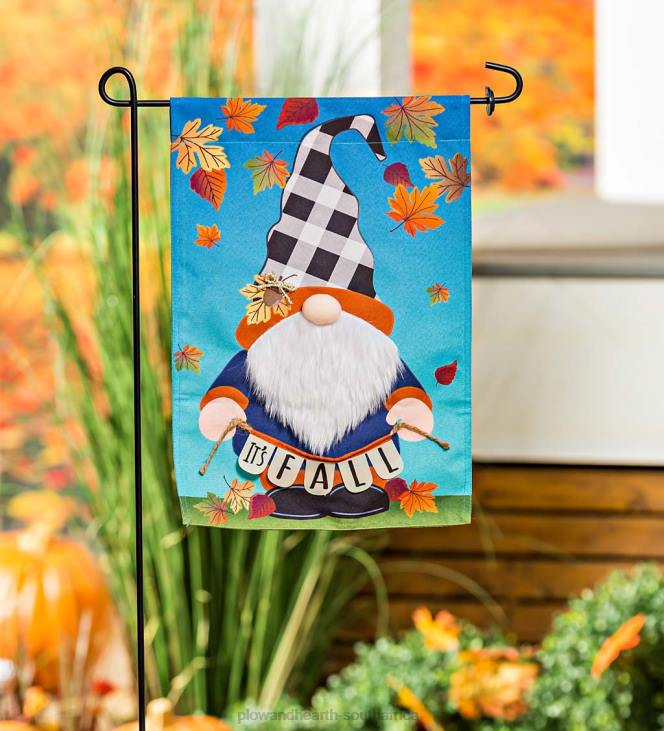 Yard & Garden Plow & Hearth Fall Gnome Linen Garden Flag NFLB517