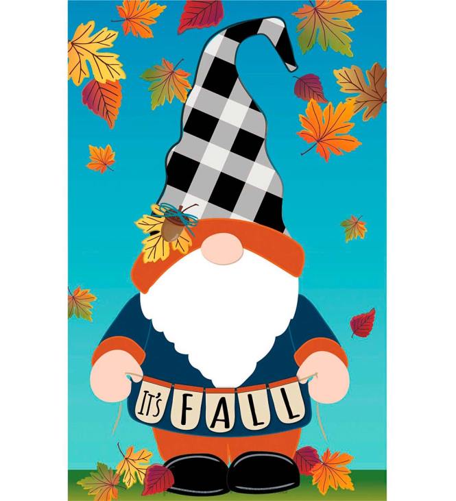 Yard & Garden Plow & Hearth Fall Gnome Linen Garden Flag NFLB517