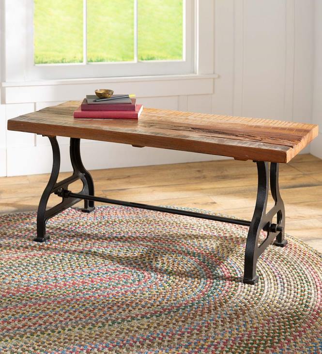 Yard & Garden Plow & Hearth Birmingham Indoor/Outdoor Reclaimed Wood Bench With Iron Base NFLB486