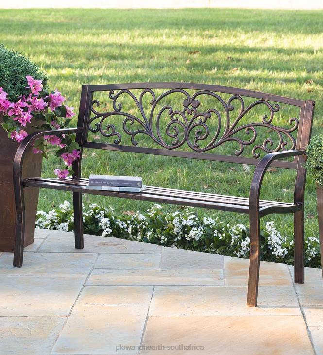 Yard & Garden Plow & Hearth Blooming Garden Metal Bench NFLB488