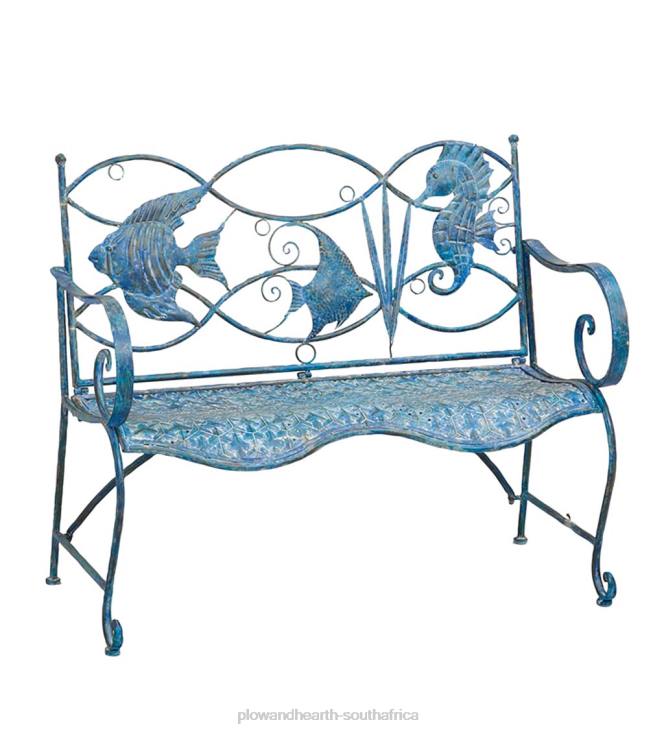 Yard & Garden Plow & Hearth Blue Tropical Fish Metal Bench NFLB511