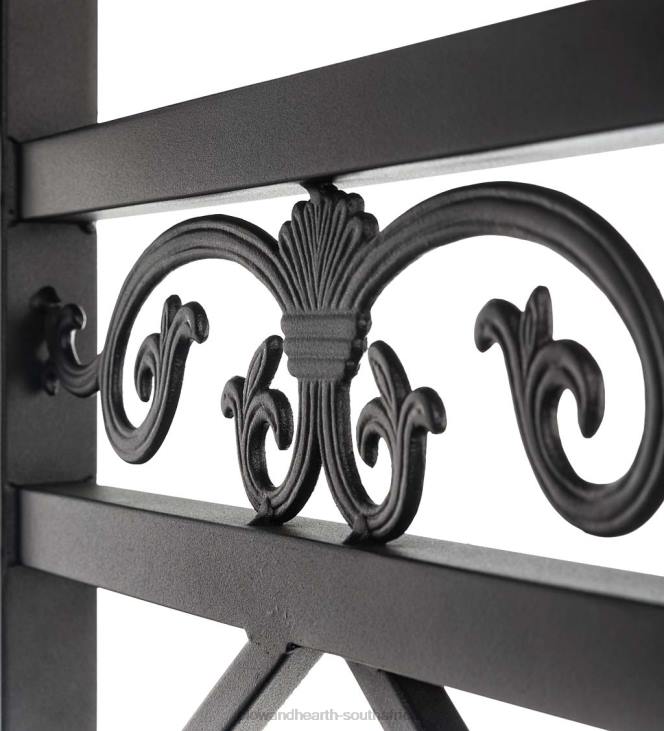 Yard & Garden Plow & Hearth Cast Aluminum Arbor Bench Pergola with Side Tables - Black NFLB496